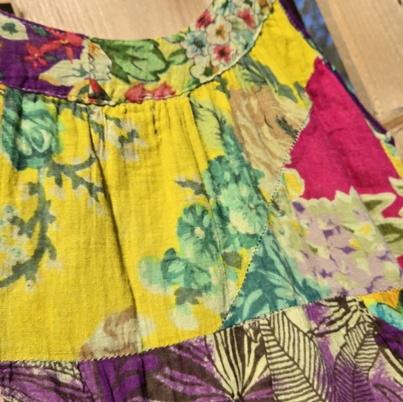 VINTAGE Colorful Patchwork Bohemian Dress / Top Handmade in Nepal - small - Picture 8 of 8